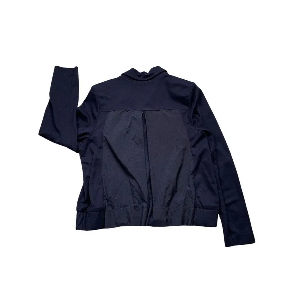 CAbi Women #5476 Chance Moto Bomber Jacket Sz L  Navy Full Zip Tow Tone Fabric